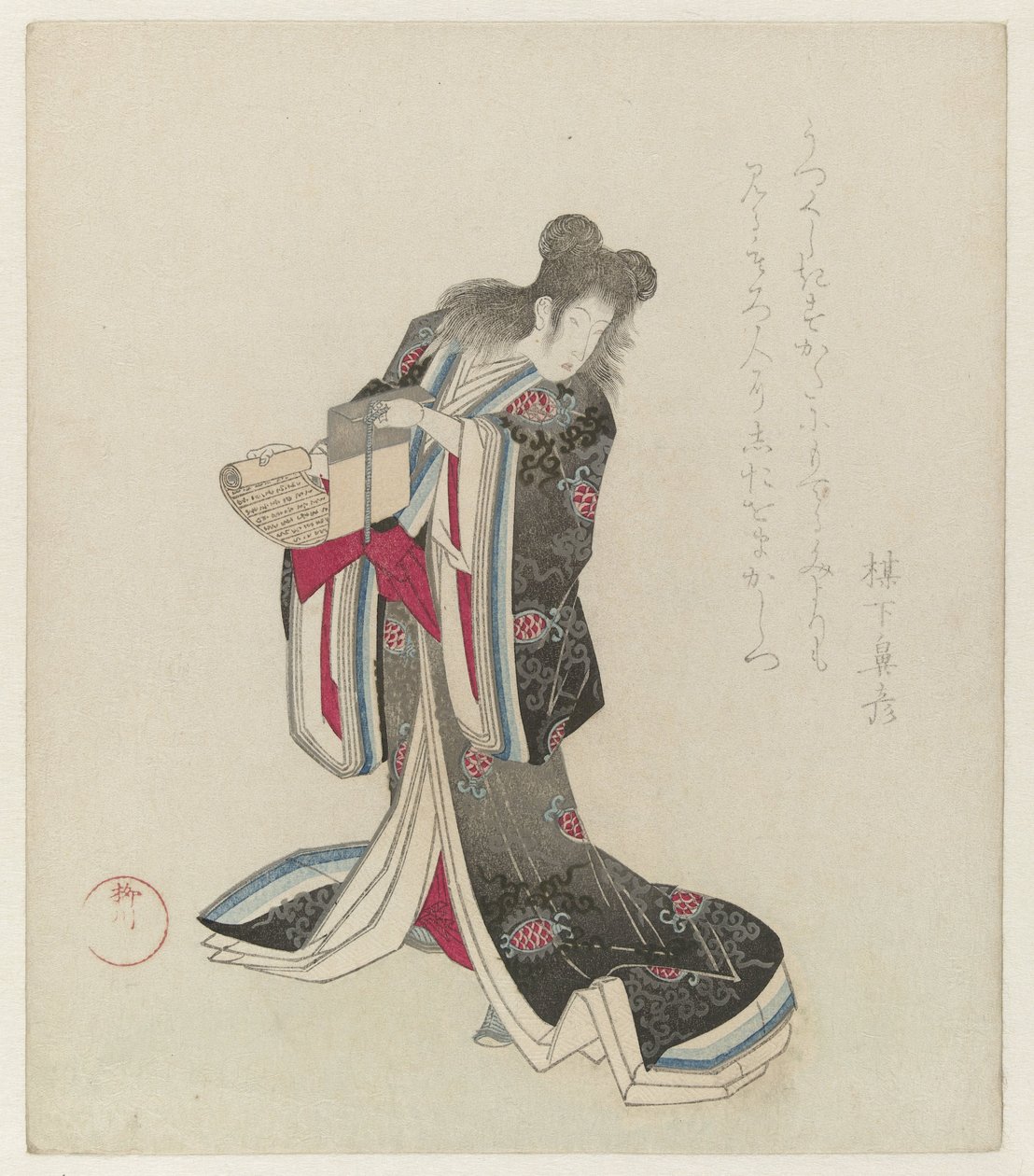 Courtesan as Kanzan (Costume Parade during the Nerimono Festival in Shinmachi, Osaka) by Yanagawa Shigenobu (I)