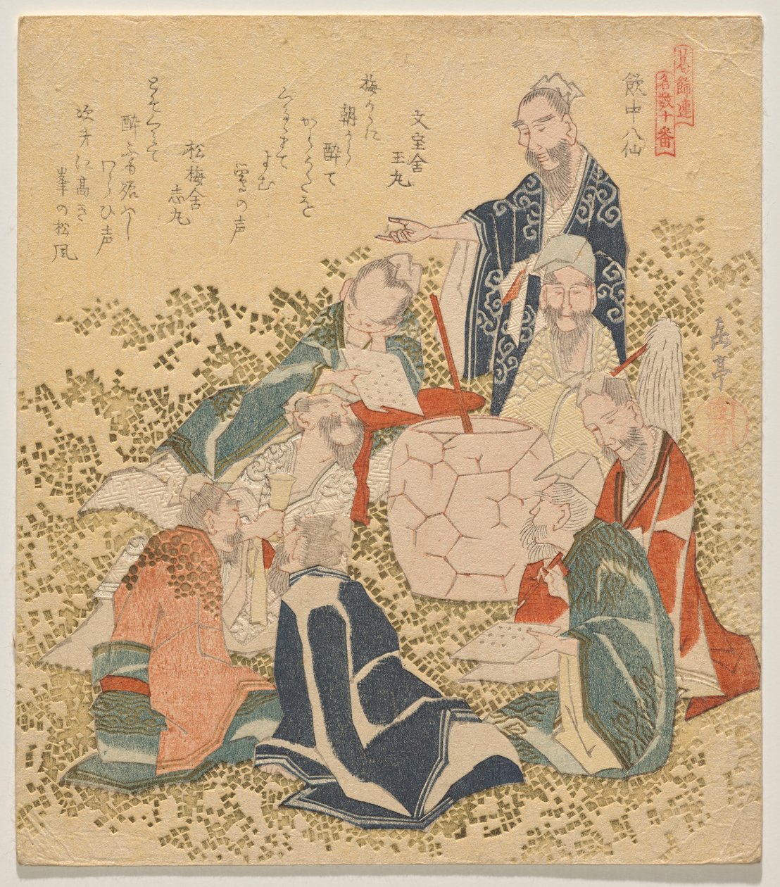 Eight Drunken Immortals, from the series Ten Famous Numbers by Yashima Gakutei
