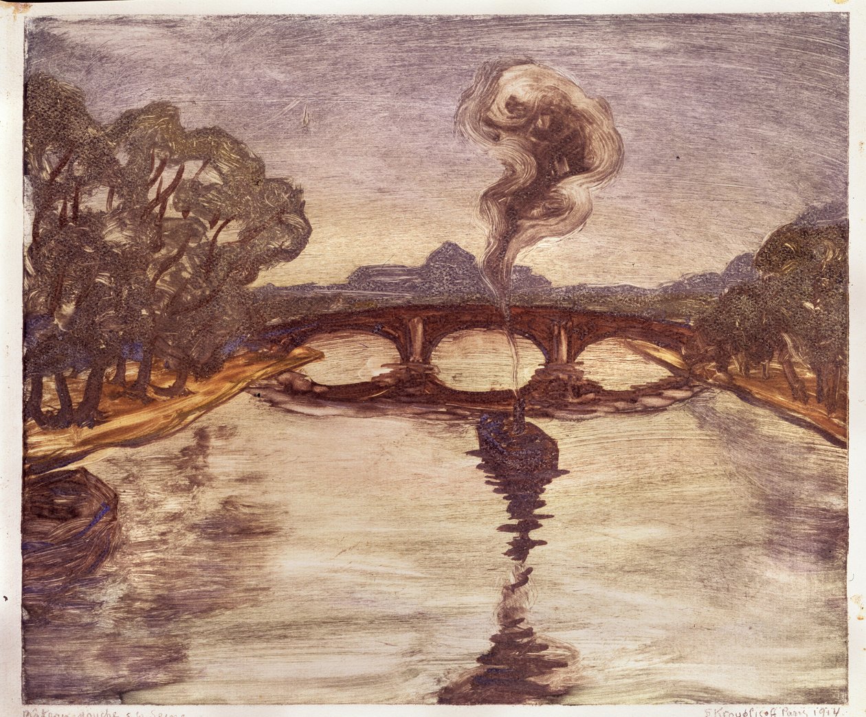 A Boat on the Seine, 1914 by Yelisaveta Sergeyevna Kruglikova