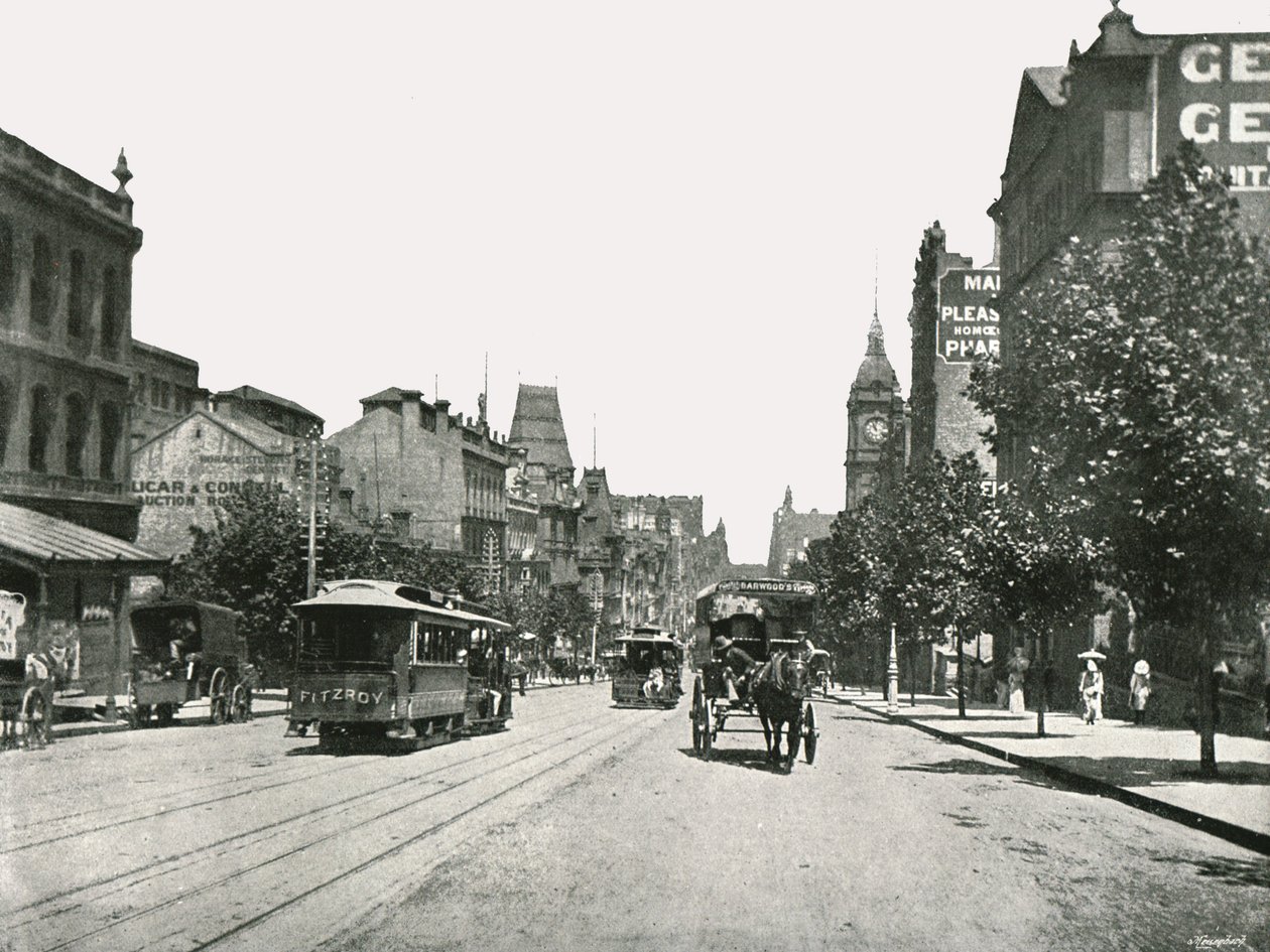 Collins Street, Looking West from Russell Street, Melbourne, Australia, 1895 by York and Son