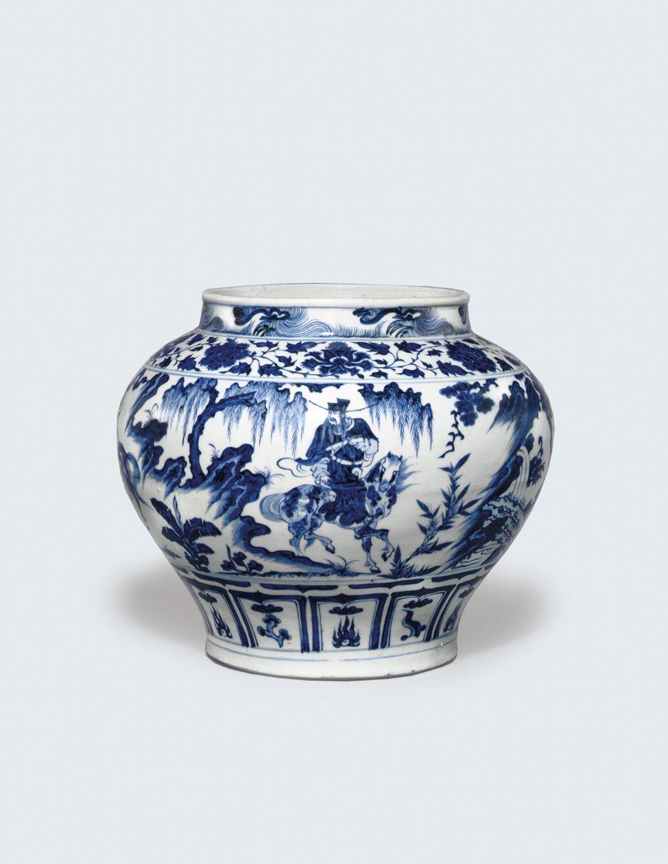 Exceptionally Rare and Important Blue and White Jar, Guan by Yuan Dynasty Chinese School