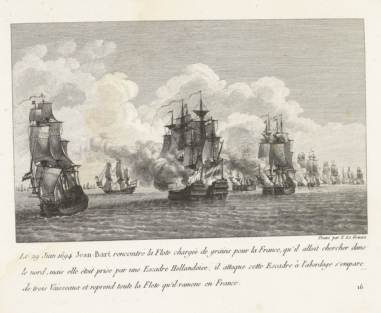 Jan Bart Recaptures Grain Ships from a Dutch Squadron, 1694 by Yves Marie Le Gouaz