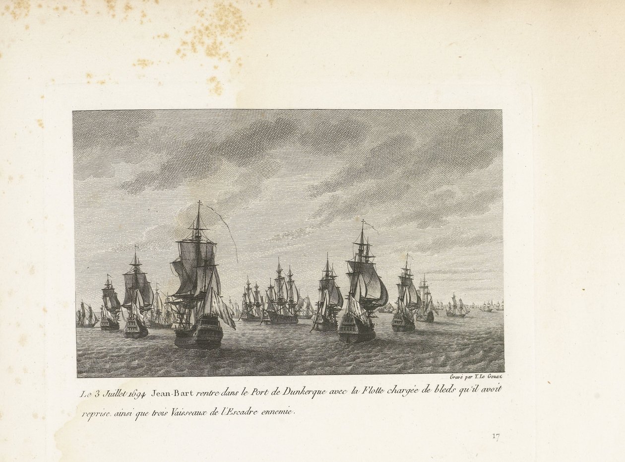 Jan Bart Enters Dunkirk with the Recaptured Grain Ships, 1694 by Yves Marie Le Gouaz