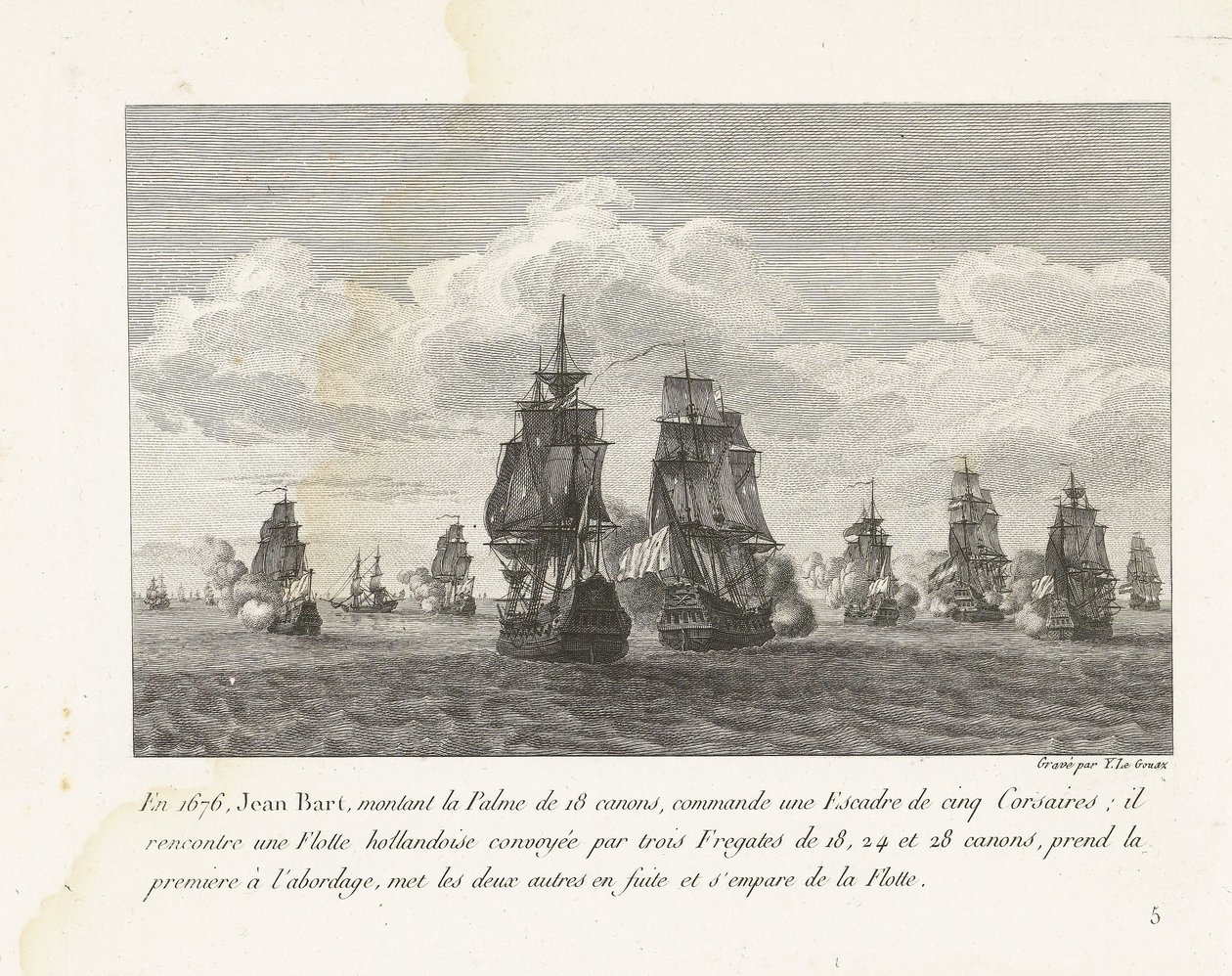 Jan Bart Attacks a Dutch Fleet with His Squadron, 1676 by Yves Marie Le Gouaz