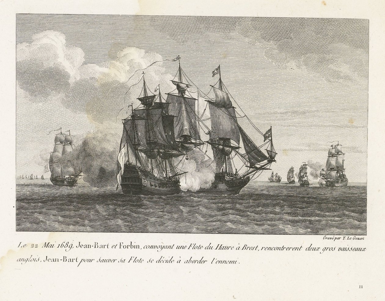 Jan Bart Attacks Two English Ships, 1689 by Yves Marie Le Gouaz