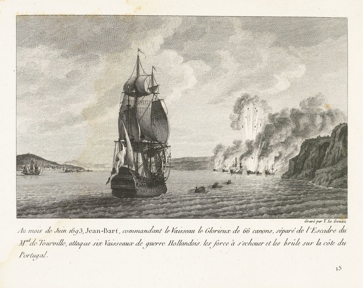 Jan Bart Attacks Six Dutch Ships off the Coast of Portugal, 1693 by Yves Marie Le Gouaz