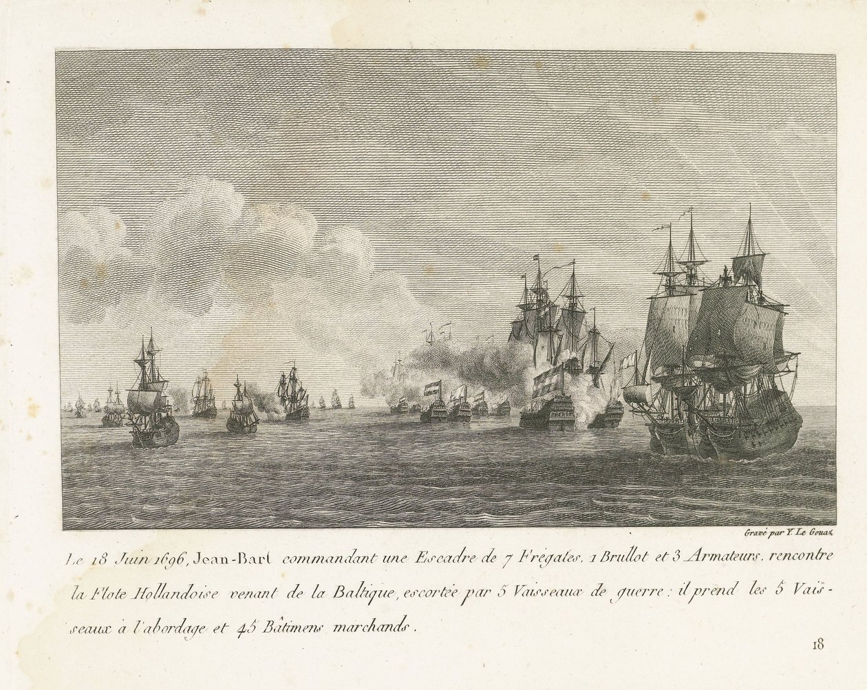 Encounter between a fleet under Jan Bart and a Dutch fleet, 1696 by Yves Marie Le Gouaz