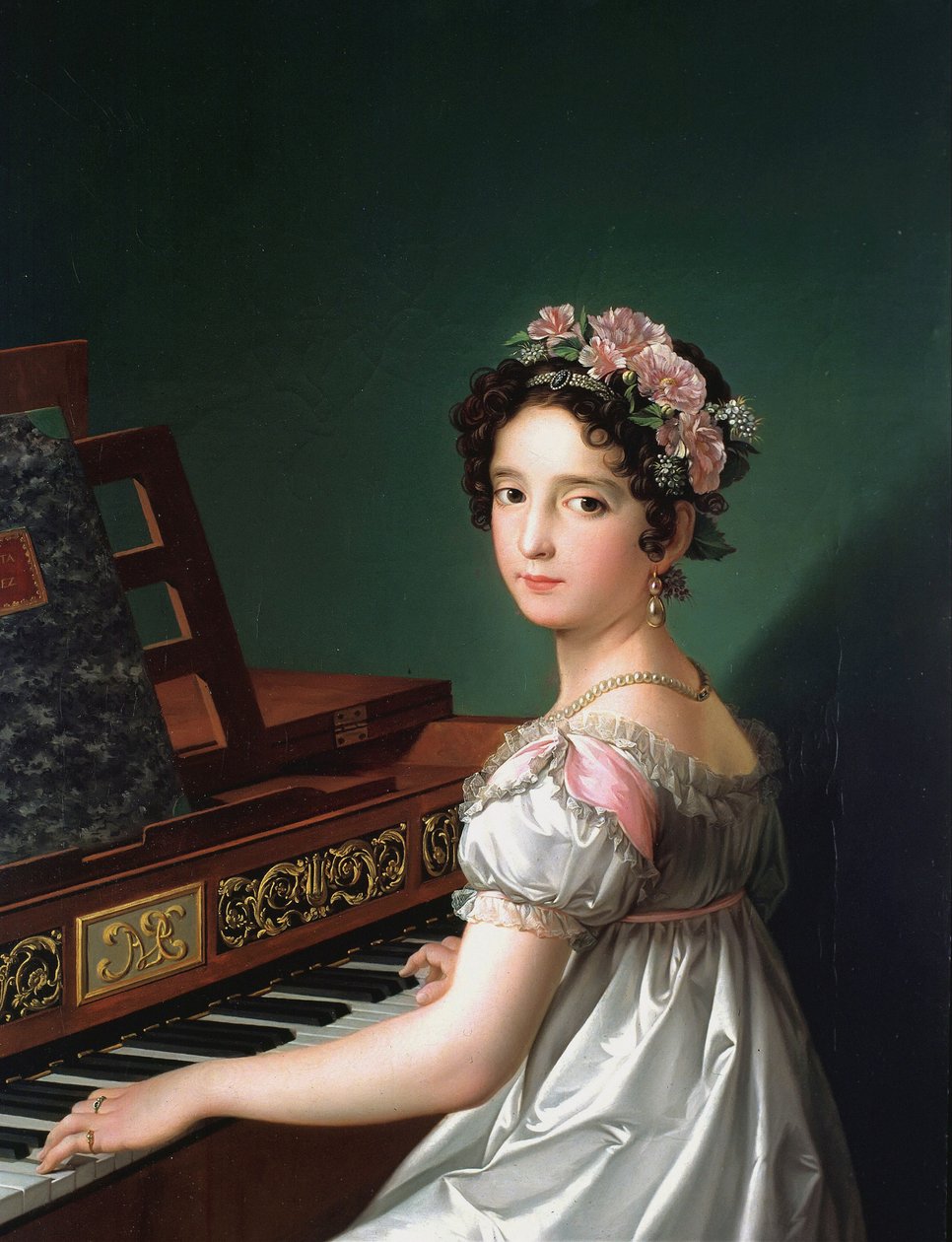 Manuela González Velázquez Playing the Piano by Zacarias Gonzalez Velazquez