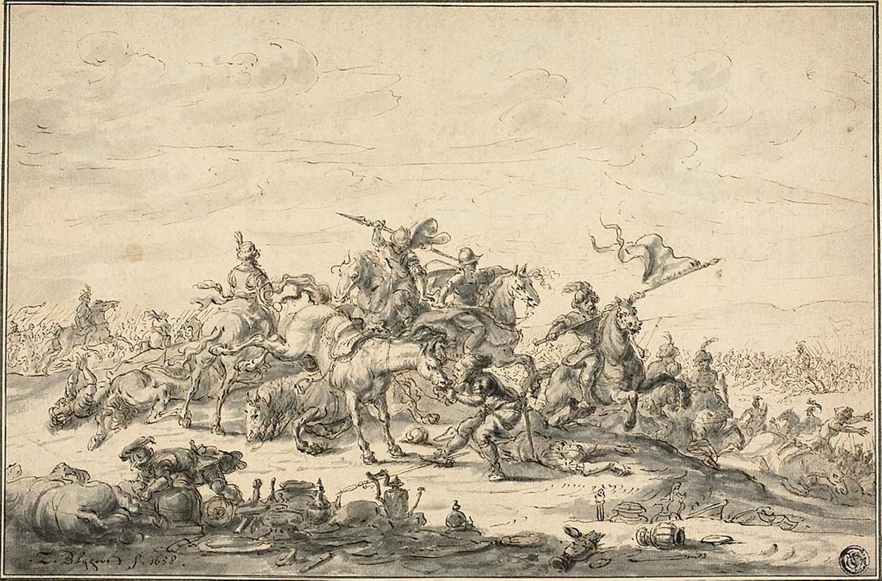 Battle Scene with Horsemen by Zacharias Blyhooft