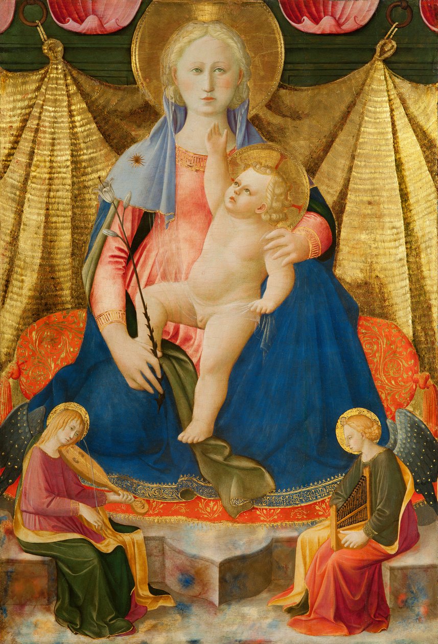 The Madonna of Humility with Two Musician Angels by Zanobi di Benedetto Strozzi