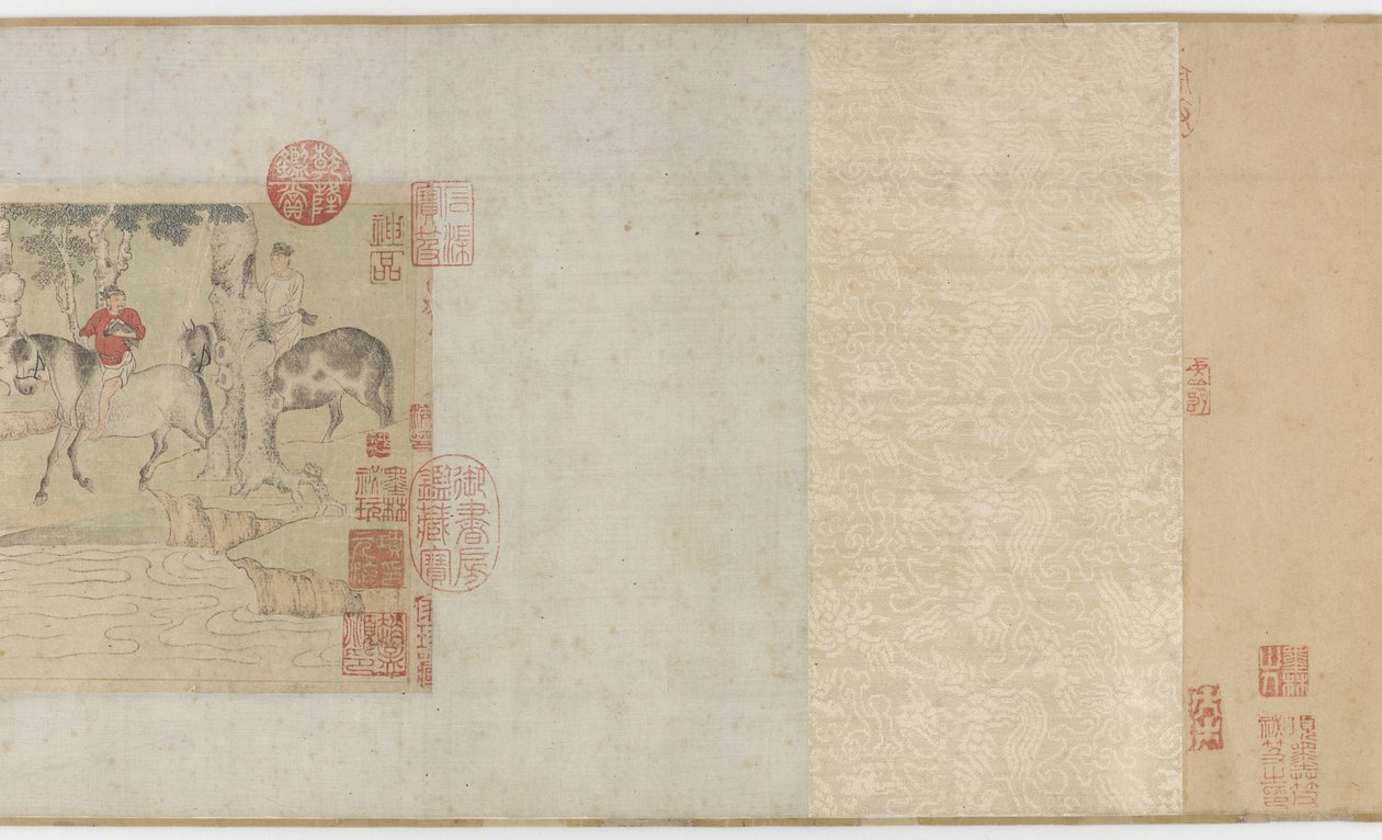 Horses and Grooms Crossing a River by Zhao Mengfu Chao Meng Fu or