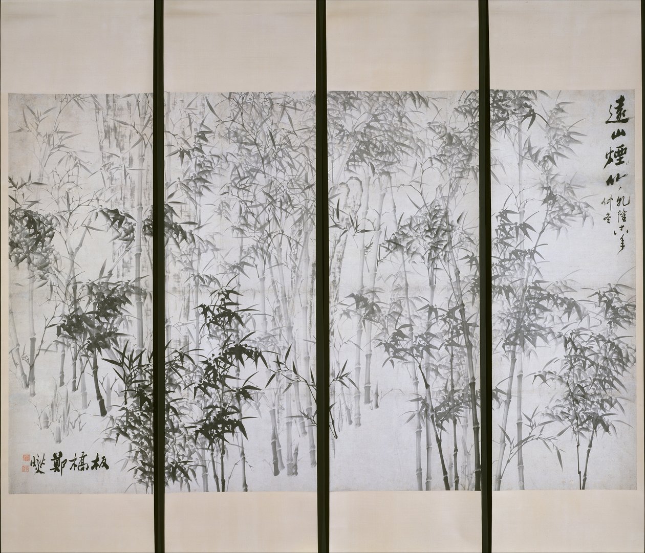 Misty Bamboo on a Distant Mountain, dated 1753 by Zheng Xie