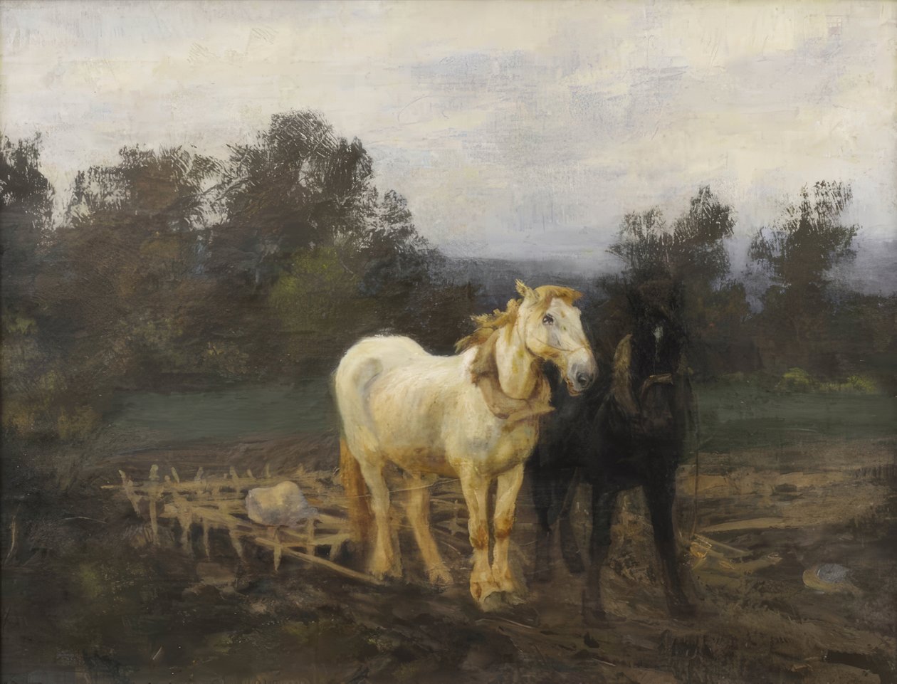 Horses with Harrow, Early 20th Century by Zigmas Petravičius