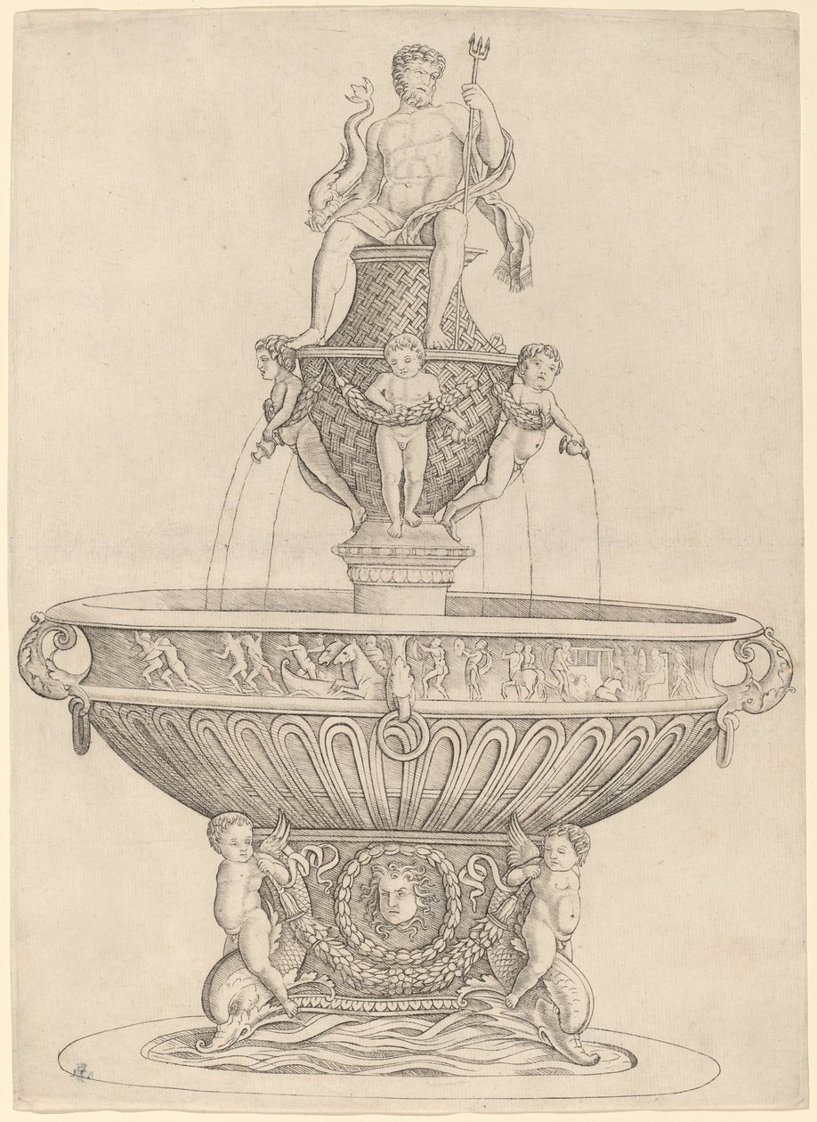Fountain with Statue of Neptune by Zoan Andrea