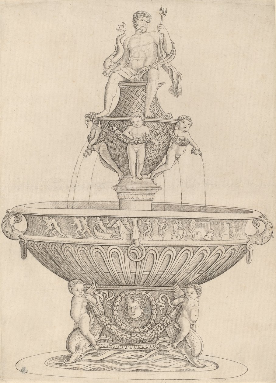 Fountain with Statue of Neptune by Zoan Andrea
