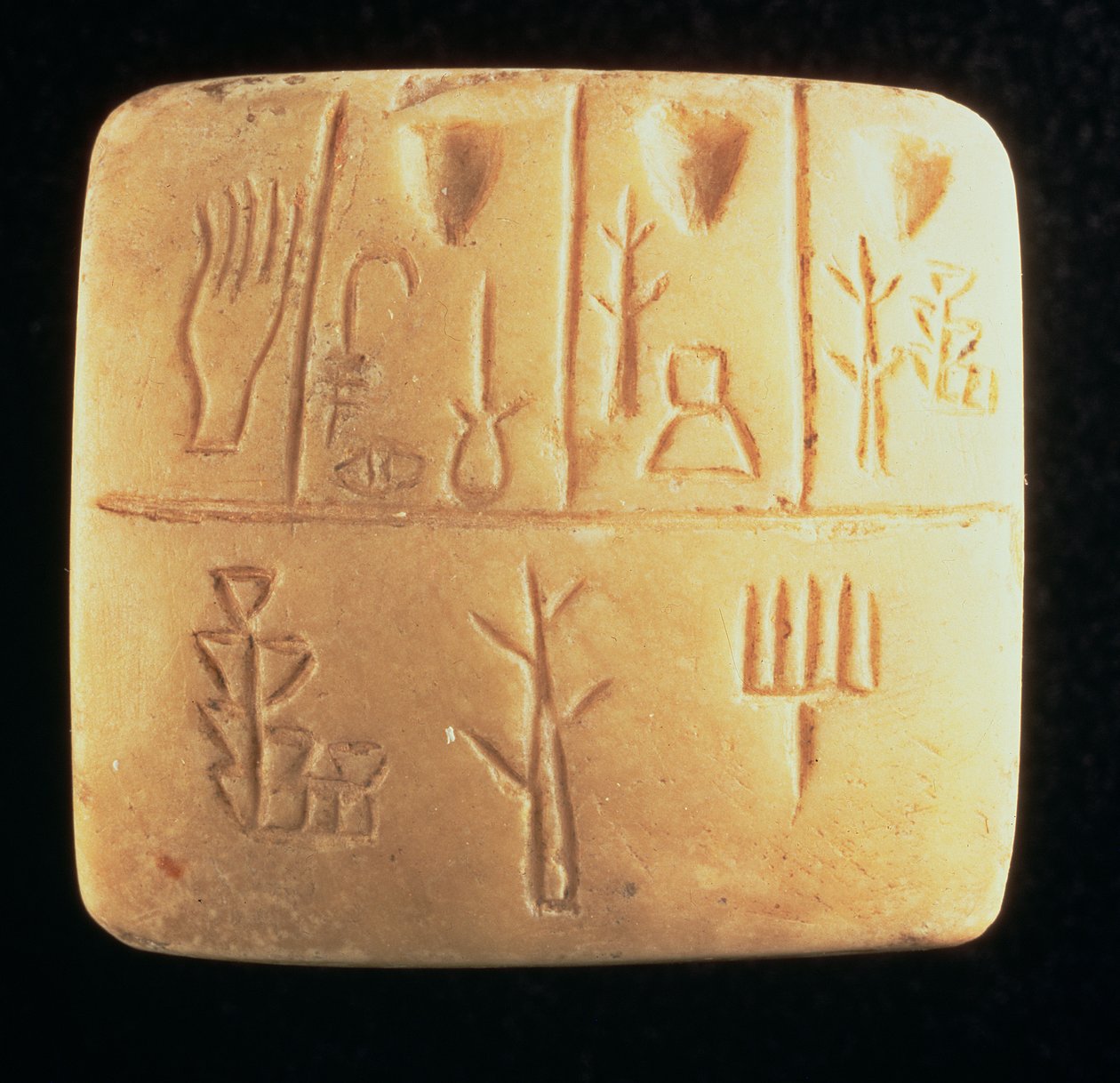 Tablet with pictographic inscription, Mesopotamian, late 4th century BC by Hippolyte Lalaise Devéria