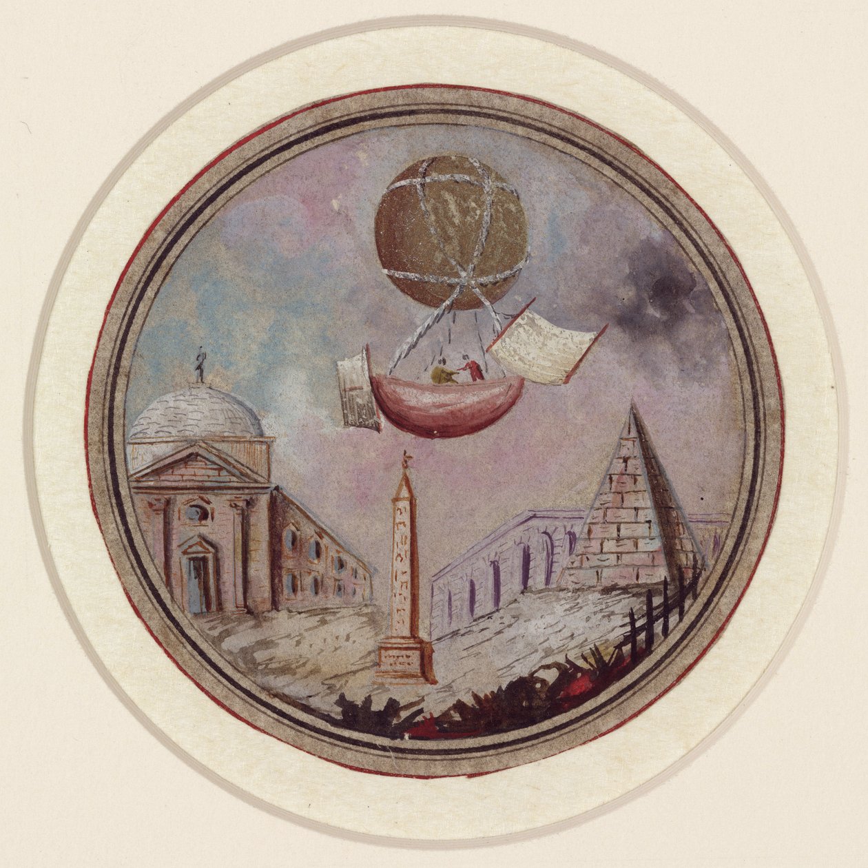 An Early Ballooning Disaster, c 1785 by Frederick (attr. to) Barnard