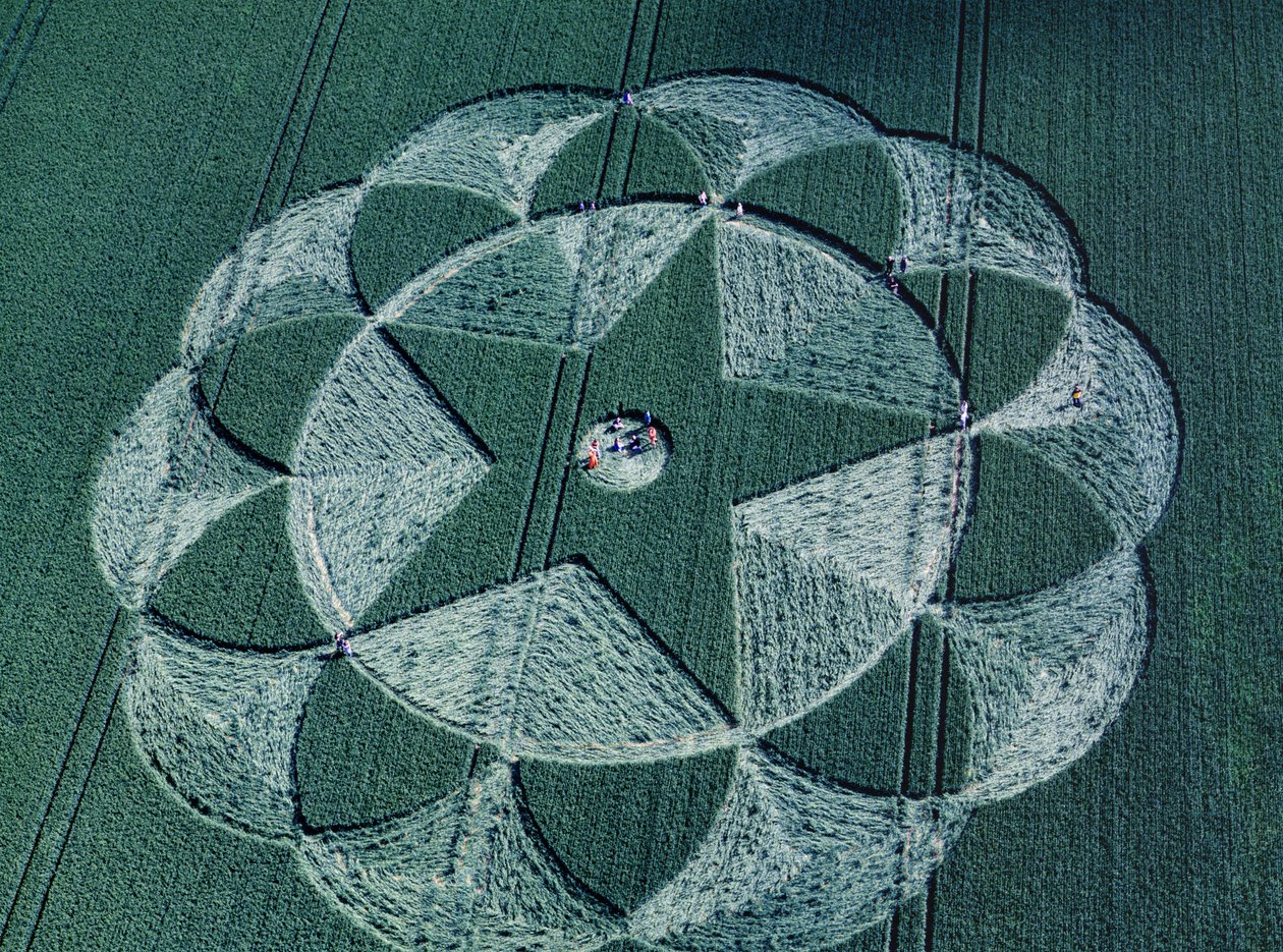 Crop circle in barley field, Avebury Trusloe, Wiltshire, 20th June 1998 by Ferdinand Georg Waldmuller