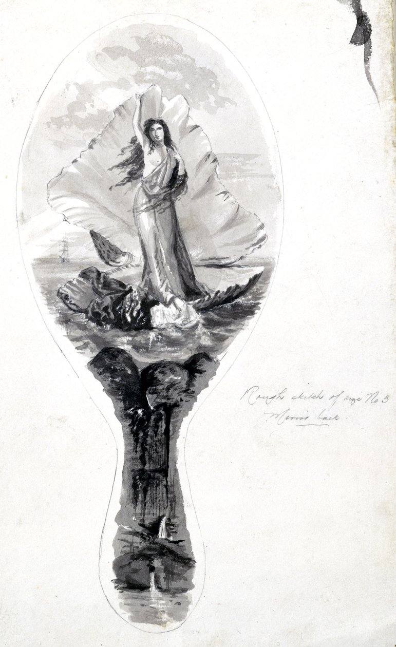 Design for a Mirror Back Featuring Venus in Her Shell, circa 1870-1875 by Frederick (attr. to) Barnard