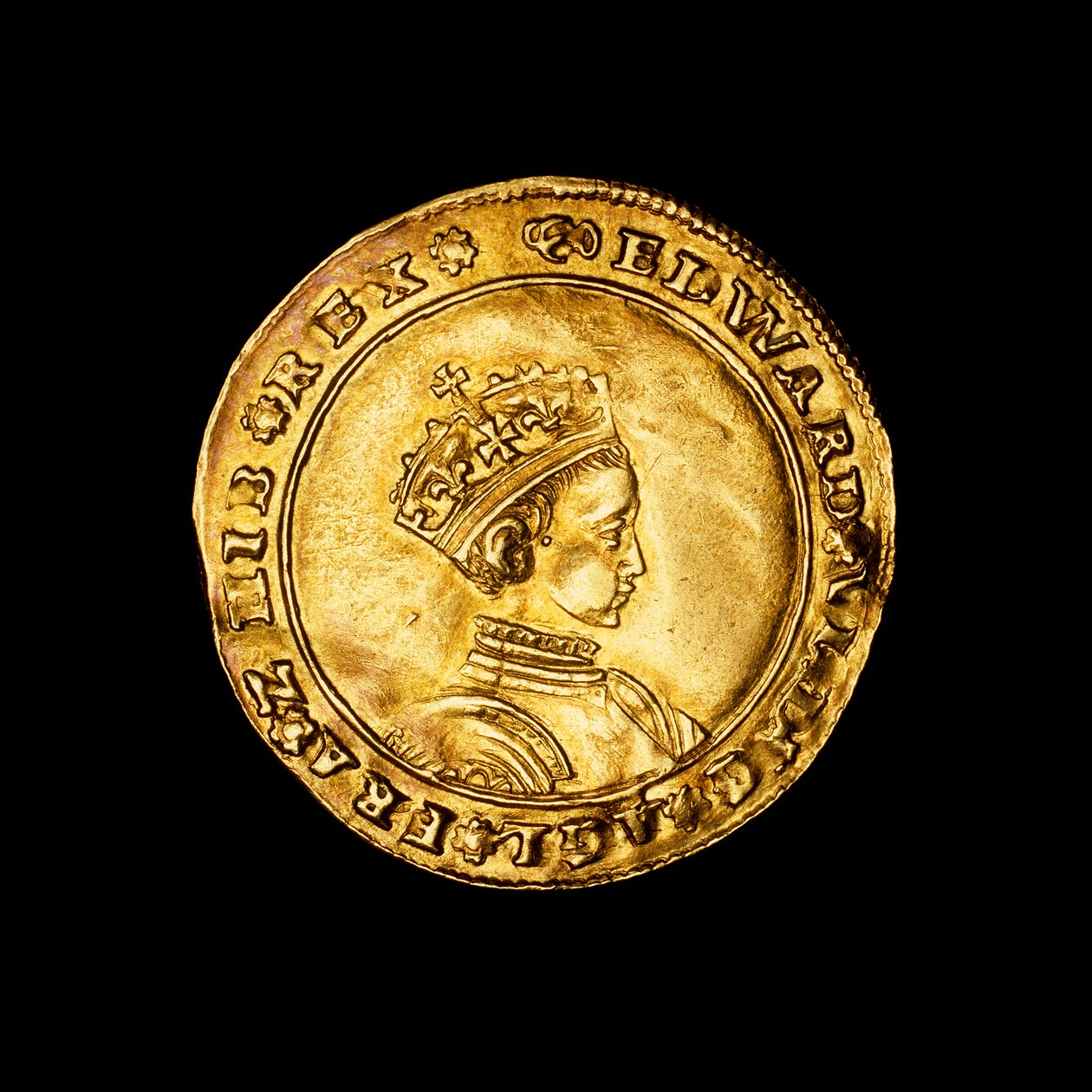 English hammered gold half sovereign coin by Hippolyte Lalaise Devéria