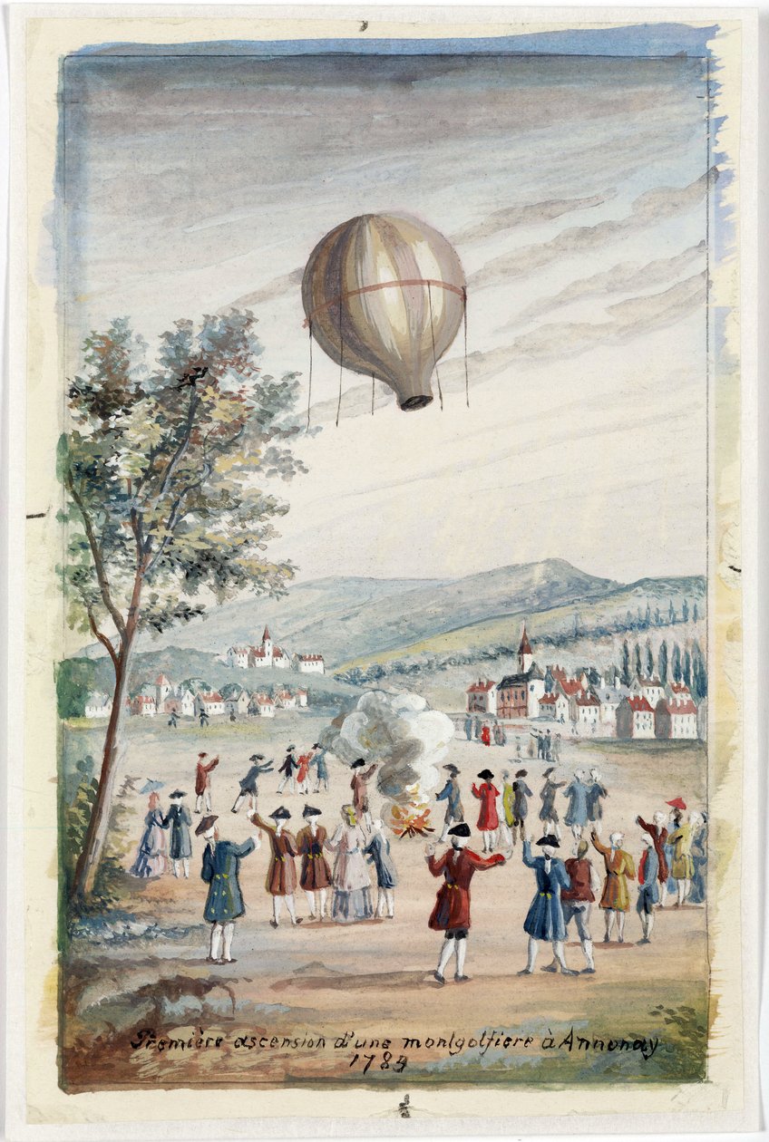 First Ascension of a Montgolfier at Annonay, France, 5 June 1783 by Frederick (attr. to) Barnard
