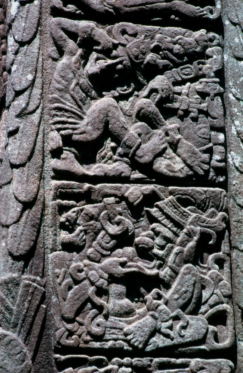 Hieroglyphs on Stela D at Quirigua, Izabal, Guatemala, Late Classic Period, c.600-900 AD by Hippolyte Lalaise Devéria