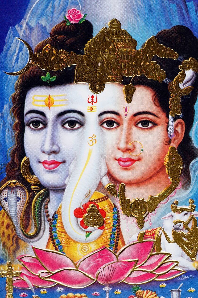 Hindu god Shiva and goddess Parvathi by . .