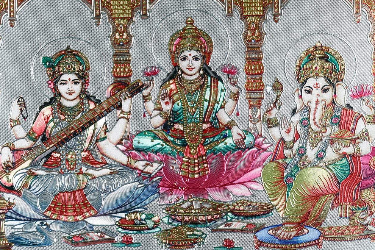 Lakshmi, the Wife of Vishnu, Goddess of Prosperity, Good Fortune, and Beauty. Ganesh by . .