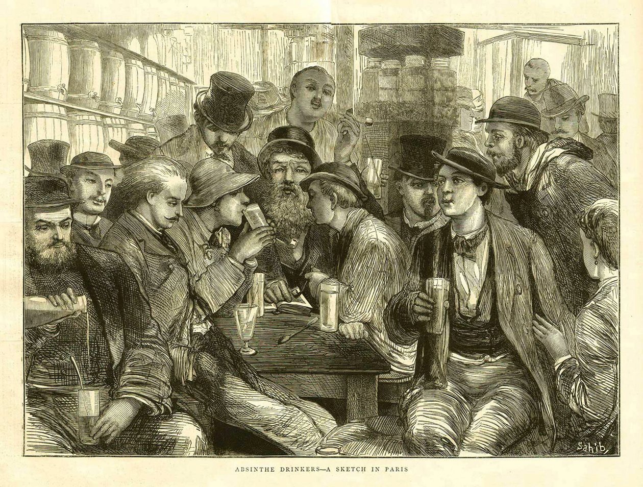 The Absinthe Drinkers, Paris 1872 by Frederick (attr. to) Barnard