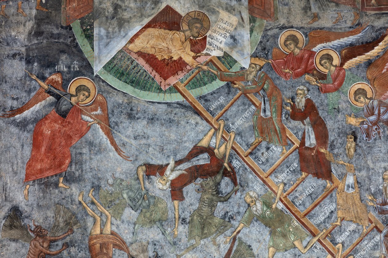 Monastery (manastirea Sucevita). The church. Exterior. North wall. Mural paintings by . .