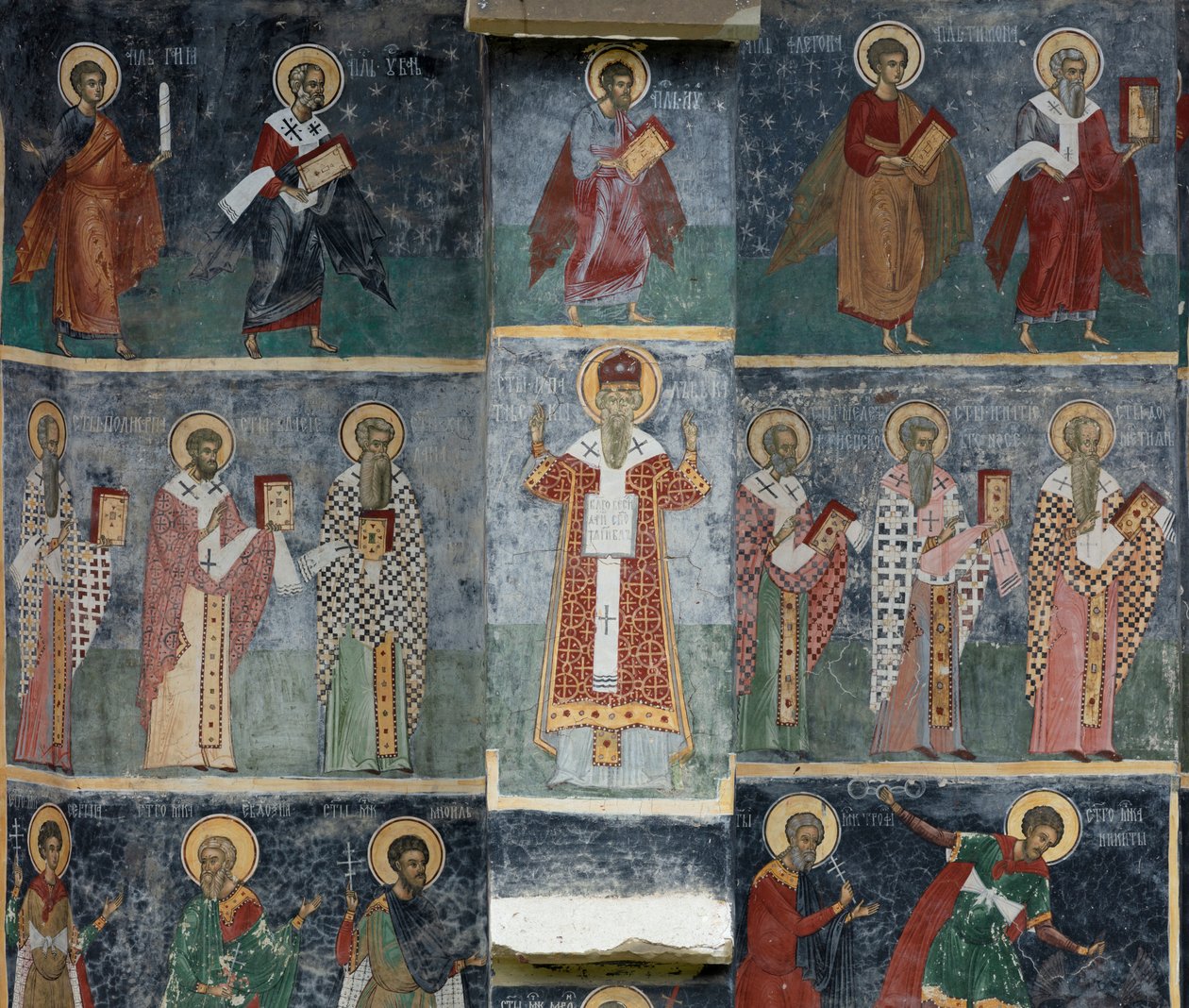 Monastery (manastirea Sucevita). The church. Exterior. The choir. South part by . .