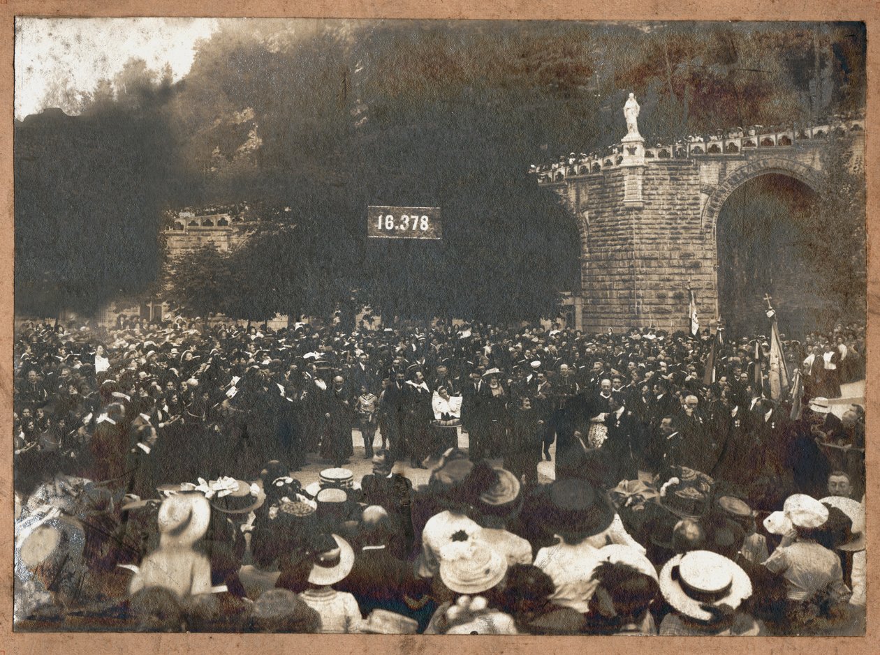 Pilgrimage to Lourdes, 1910 (b/w photo) by . .