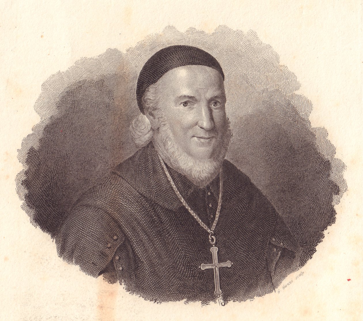 Portrait of Italian Bishop Adeodato Turchi, copper engraving by G Guzzi from painting by Francesco Vicira by William Walcutt