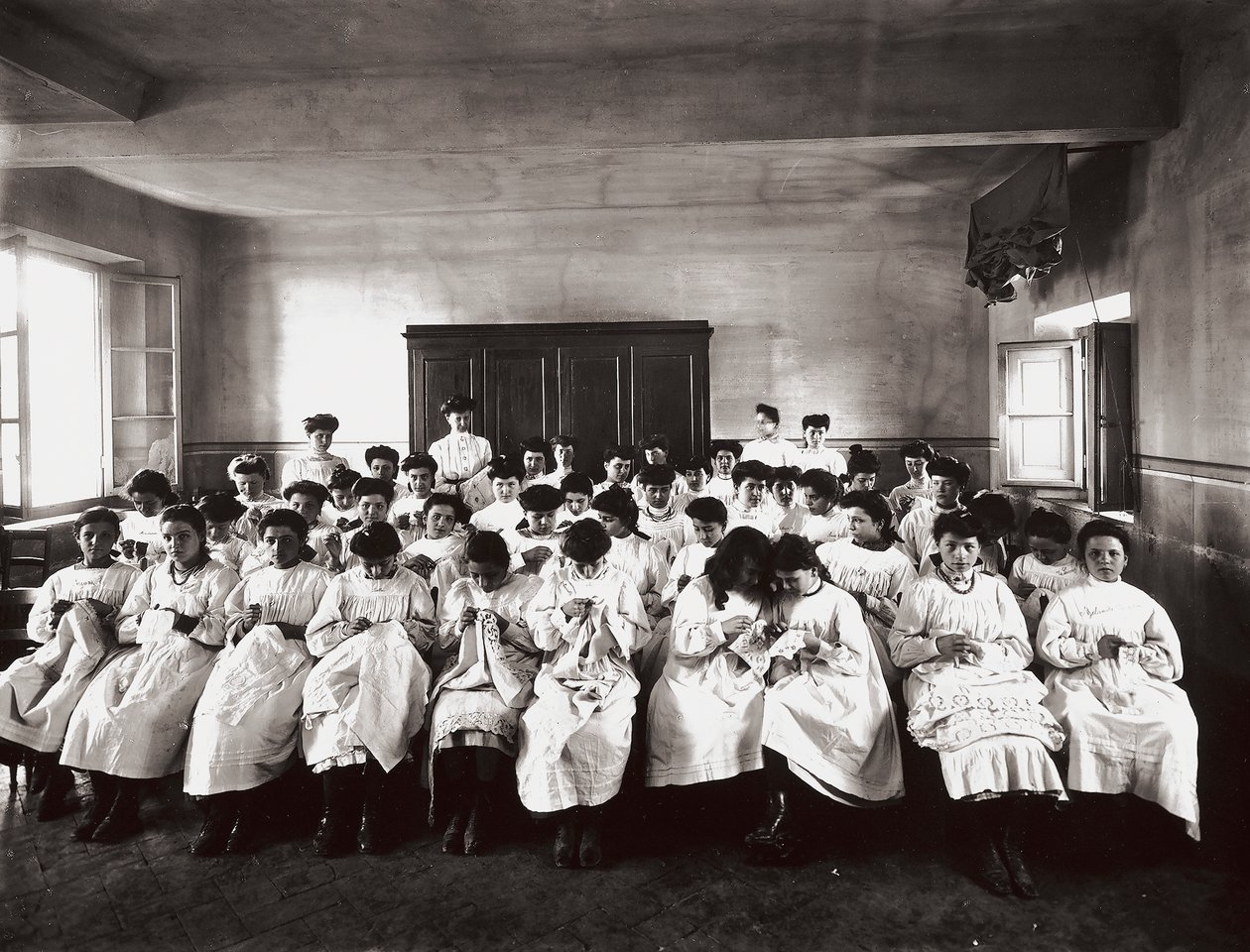 Professional School for Women in Florence: An Embroidery Lesson by Henry Charles Fehr