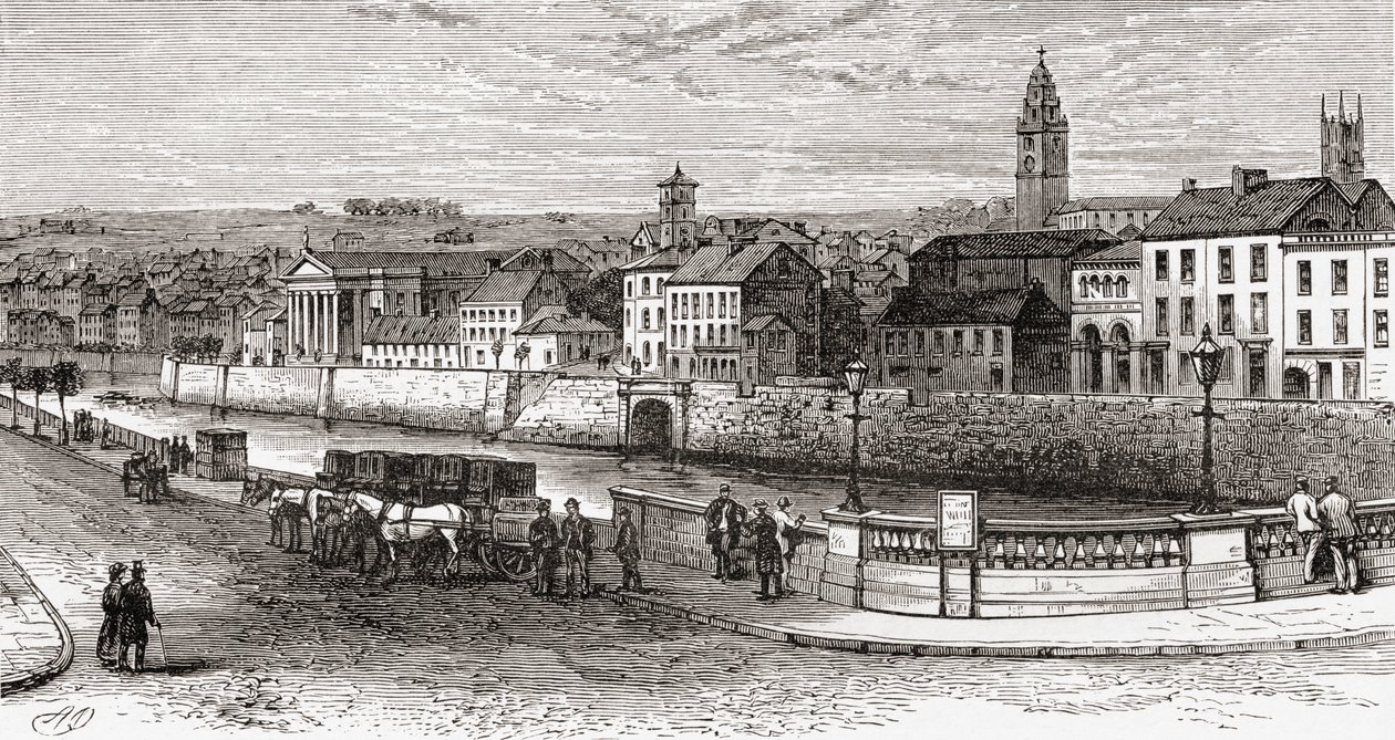 Shandon by the River Lee, County Cork, Ireland in the late 19th century, from Our Own Country published 1898 by Ferdinand Georg Waldmuller