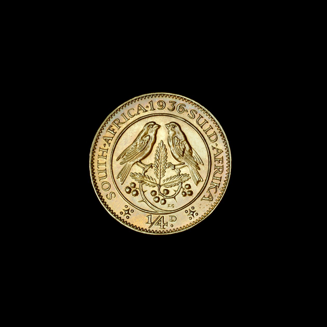 South African Quarter Penny Coin (Farthing) 1936 by Hippolyte Lalaise Devéria