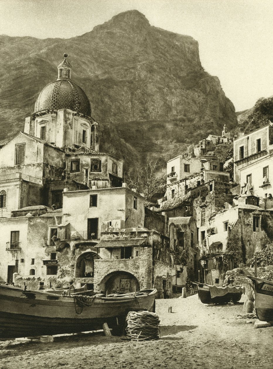 The town of the fishermen of Positano, on the Amalfi coast near Naples by Ferdinand Georg Waldmuller