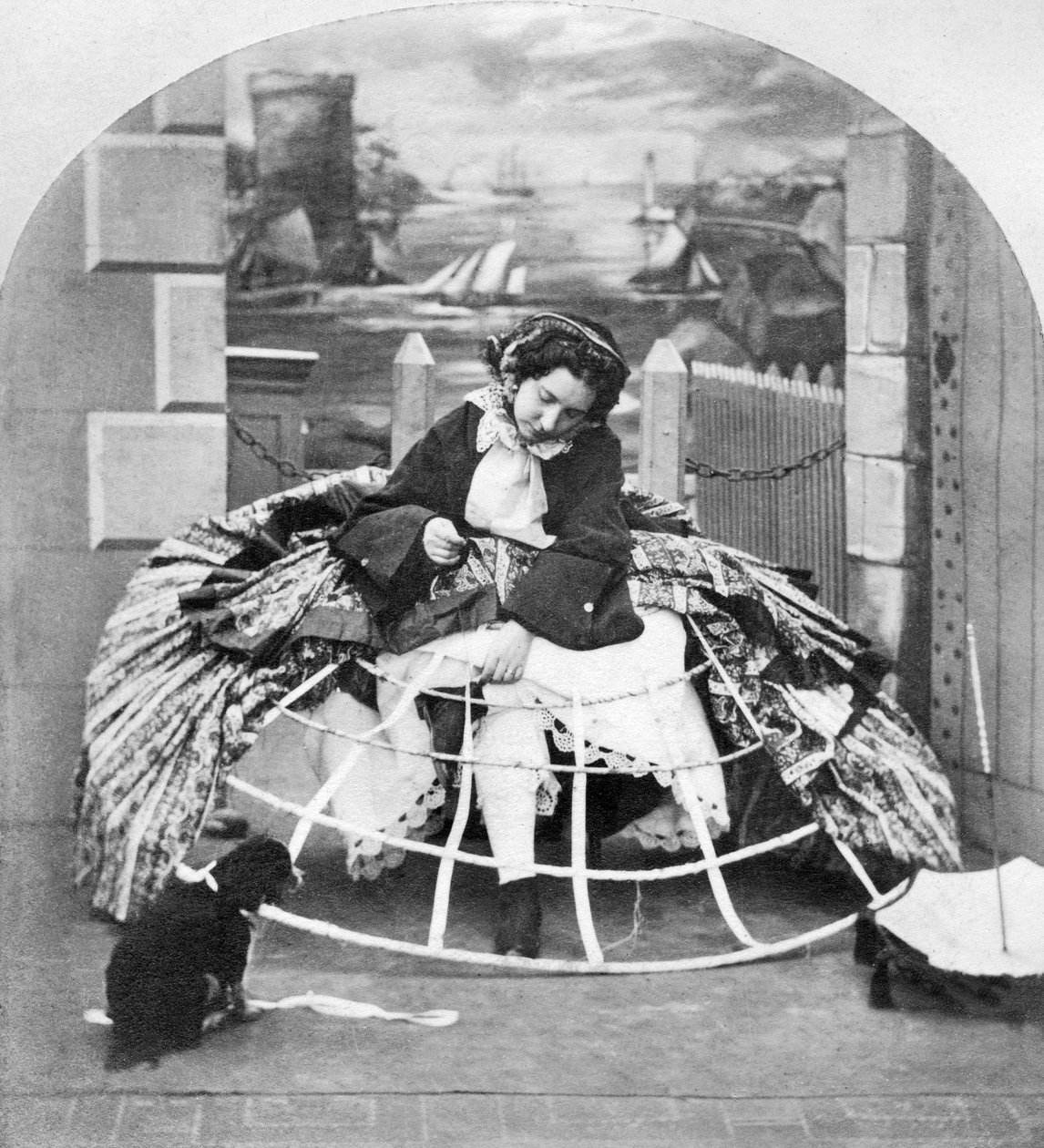 Stereoscope Entitled Crinoline Advantages, c1860 by Ferdinand Georg Waldmuller