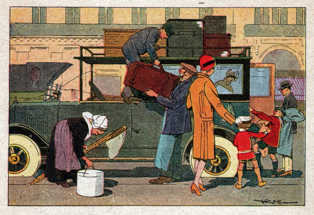 Travel in a car by Ferdinand Georg Waldmuller