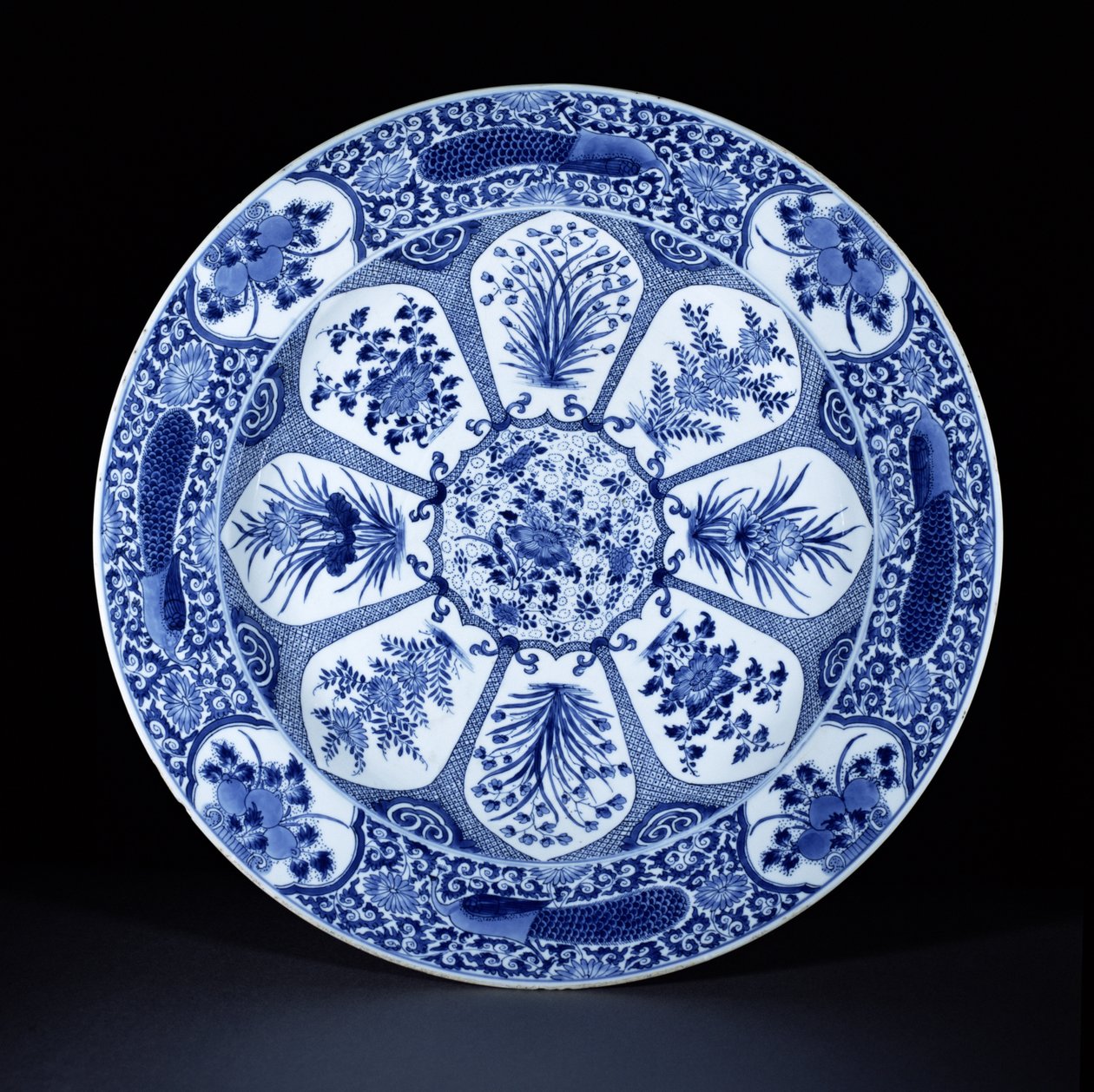 Blue and white plate, Kangxi period by Chinese School