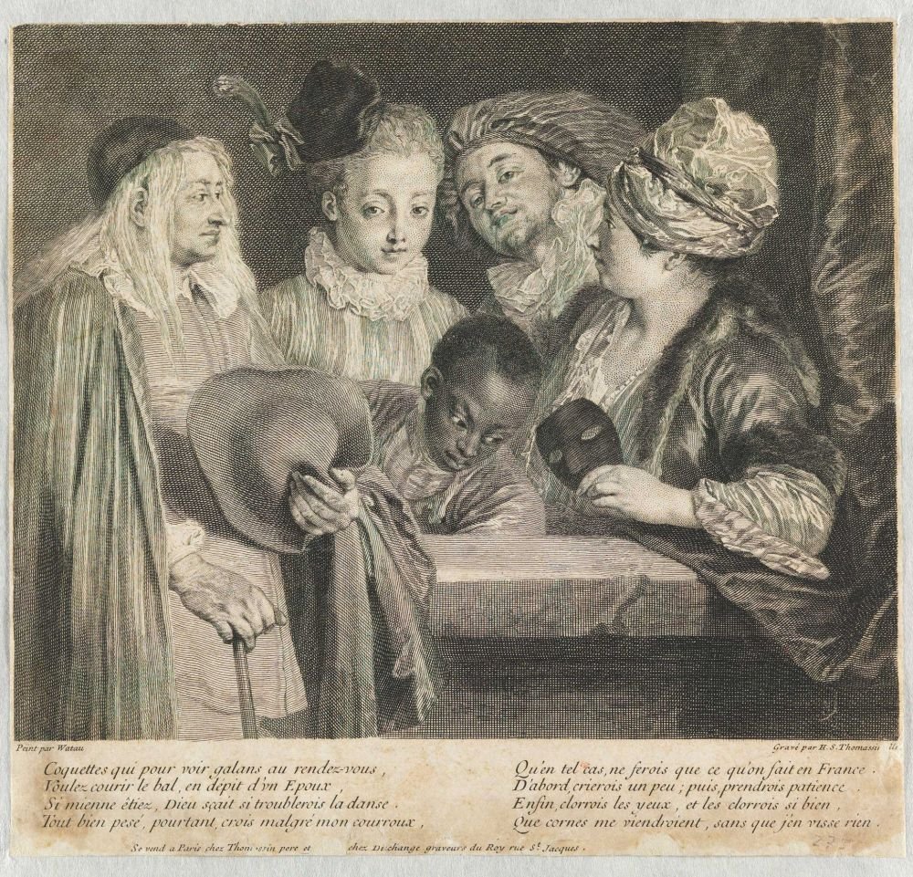 Coquettes Meeting Suitors by Jean Antoine Watteau
