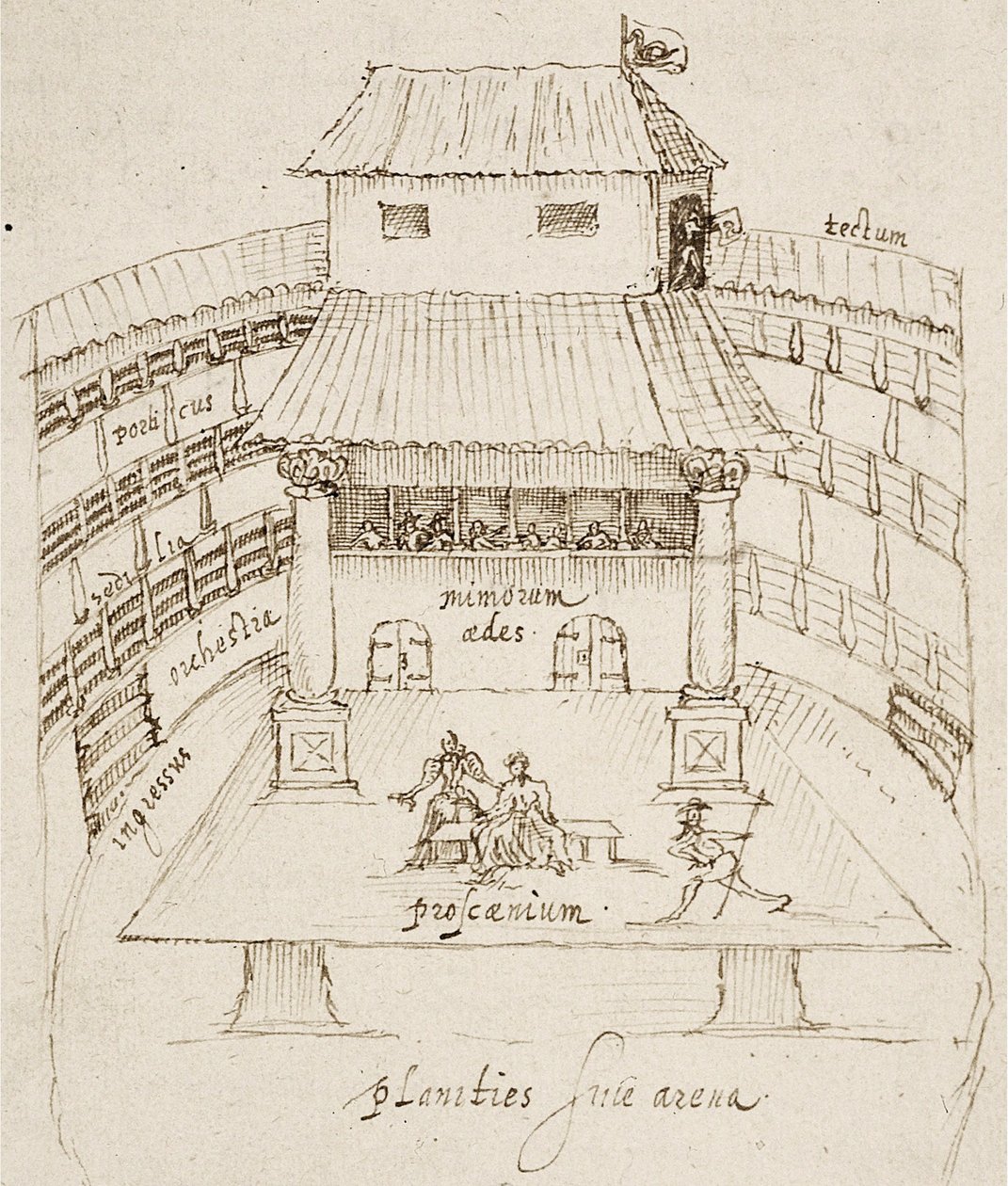 The Swan Playhouse in London by after Johannes de Witt Aernout van Buchel