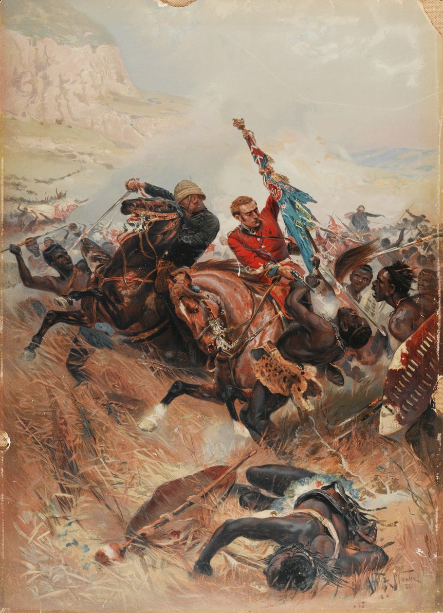 Lieutenants Melville and Coghill Saving the Colours, Zulu War of 1879 by after Alphonse Marie de Neuville
