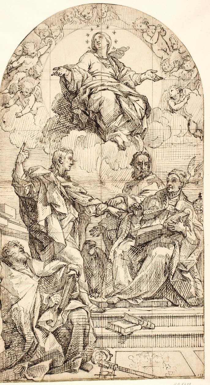 The Immaculate Conception with Sts John the Evangelist, Gregory the Great, John Chrysostom and Augustine by after Carlo Maratti