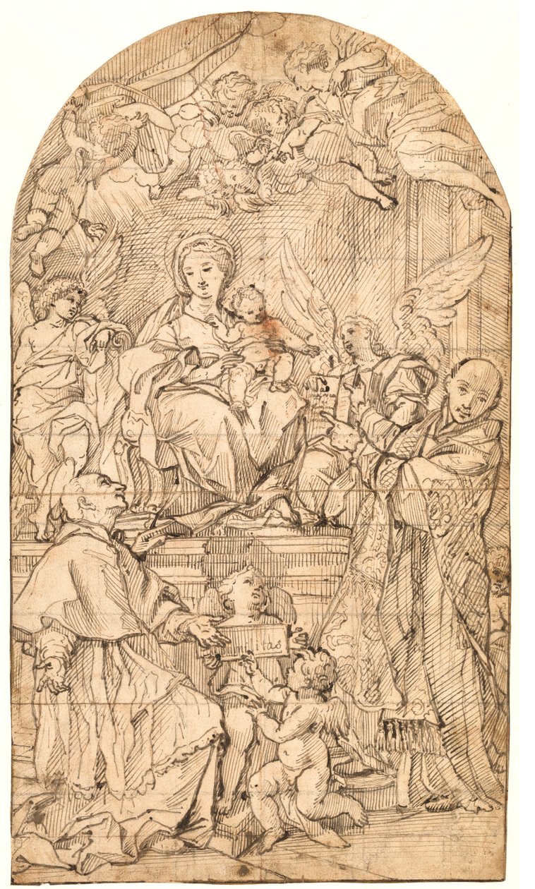 The Madonna and Child Enthroned, Flanked by Angels and Sts Charles Borromeo and Ignatius of Loyola by after Carlo Maratti