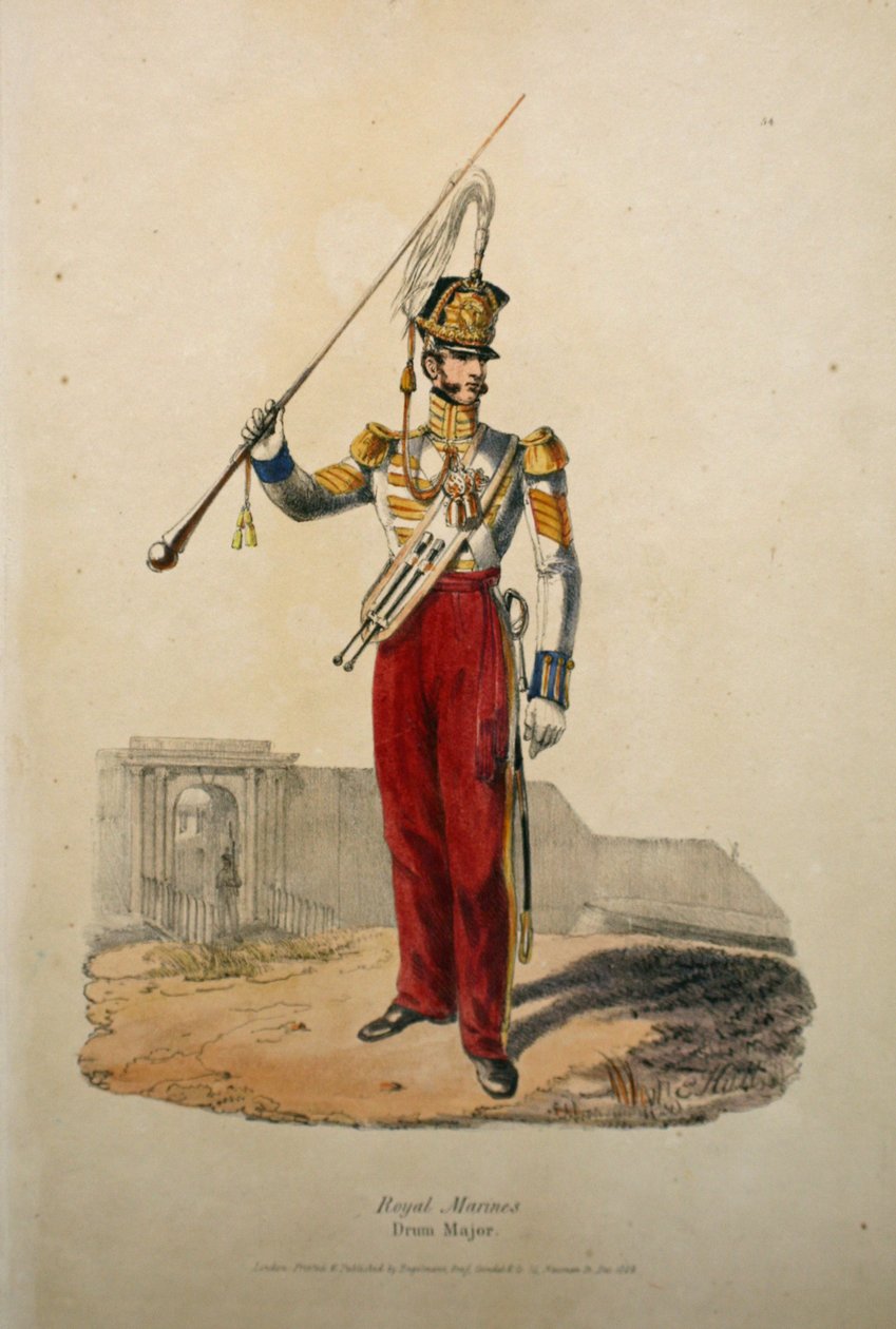 Royal Marines Drum Major, c.1829 by after Edward Hull