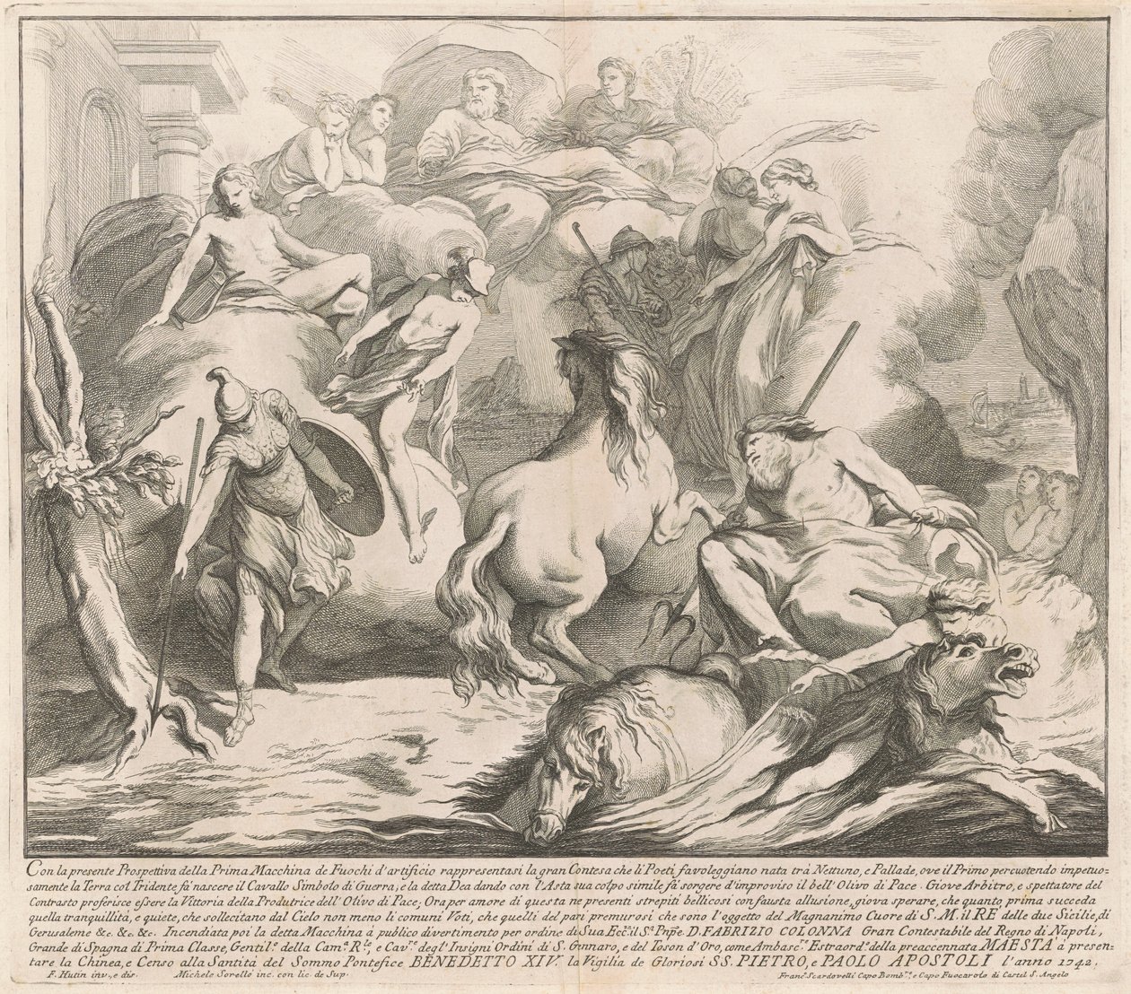 The Prima Macchina for the Chinea of 1742: The Contest of Neptune and Minerva by after François Hutin Miguel de Sorellò