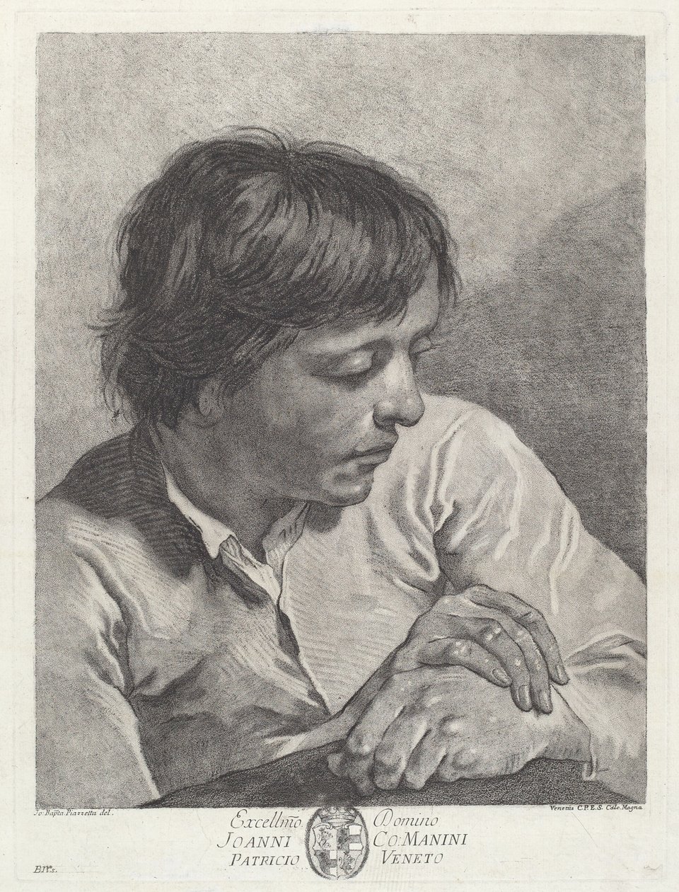 A Young Man with His Hands Crossed by after Giovanni Battista Piazzetta Pietro Scattaglia and Innocente Alessandri