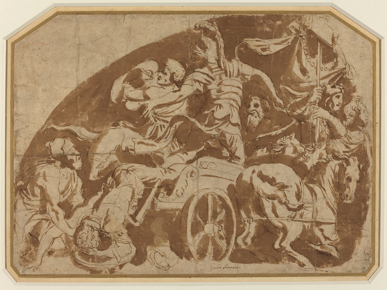 Flight of Meriones, with Dead Coeranos Being Dragged from the Chariot by after Giulio Romano