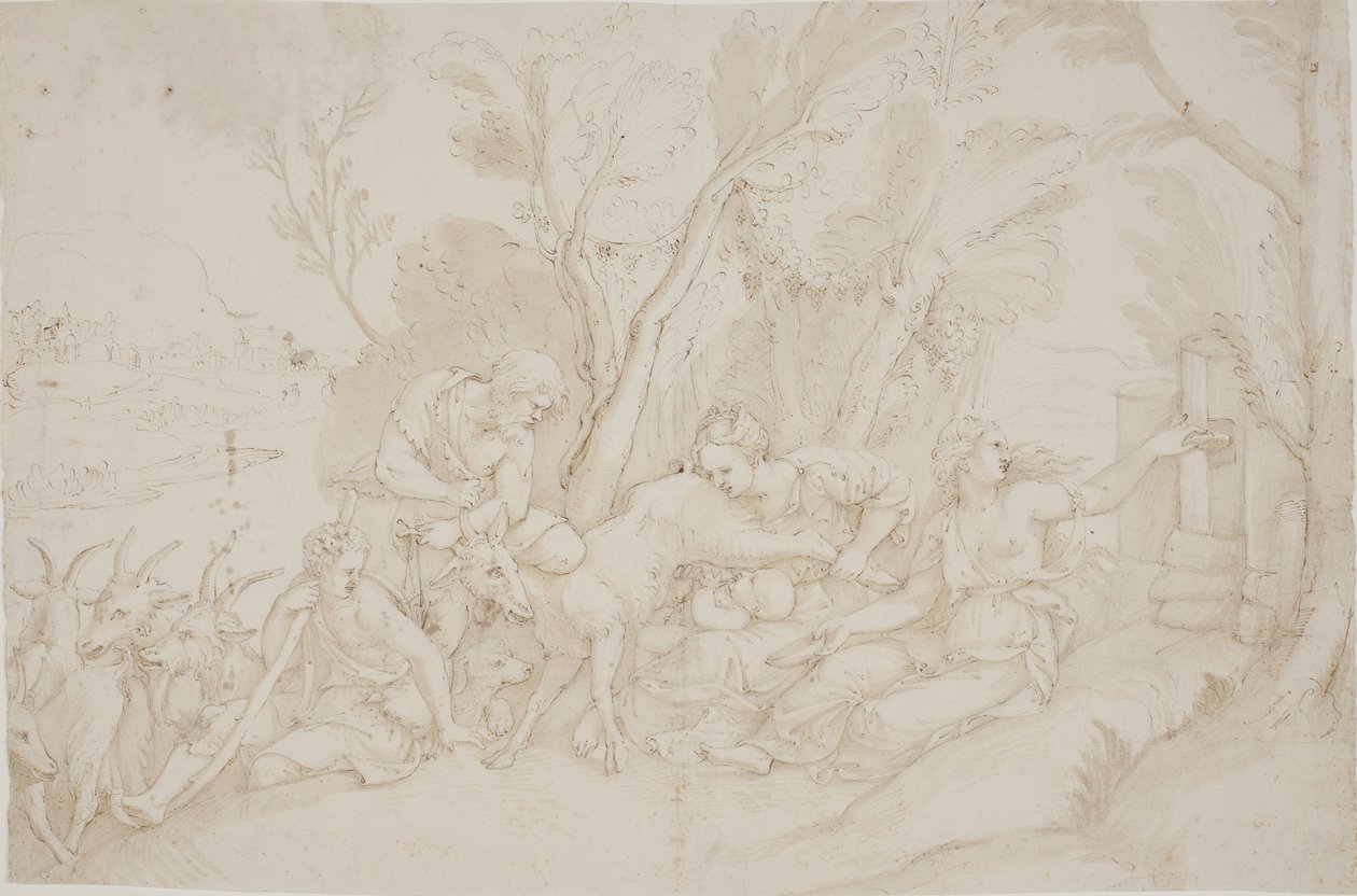 Jupiter Suckled by the She-Goat Amalthea by after Giulio Romano